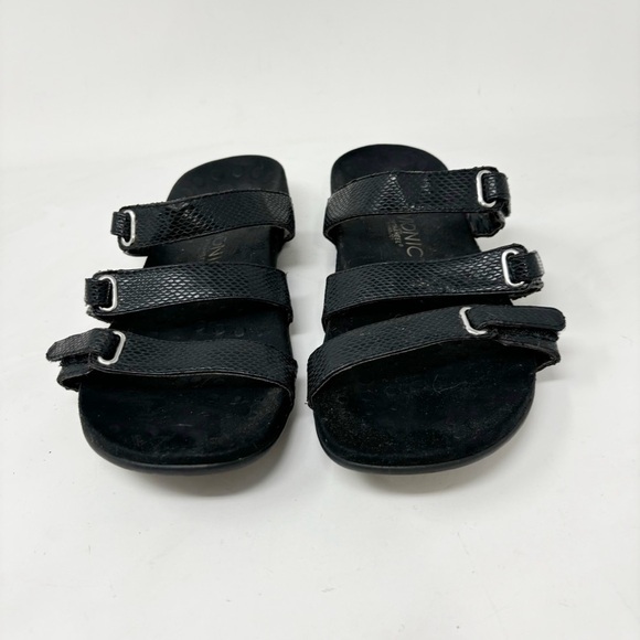 VIONIC Women’s Black Snake Skin AUBREY 3 Strap Sandals Orthoheel Technology Sz 9 - Picture 5 of 11